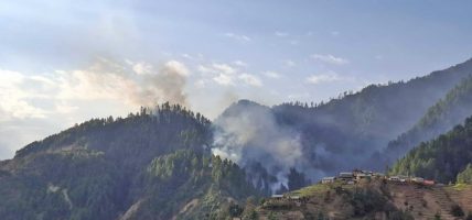 काभ्रे बेथानचोकको गोरखनाथ सामुदायिक वनमा आगलागी